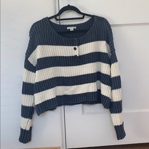 Striped acid wash Henley sweater - American Eagle